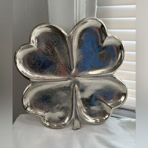 Silver Four-Leaf Clover Decorative Plate